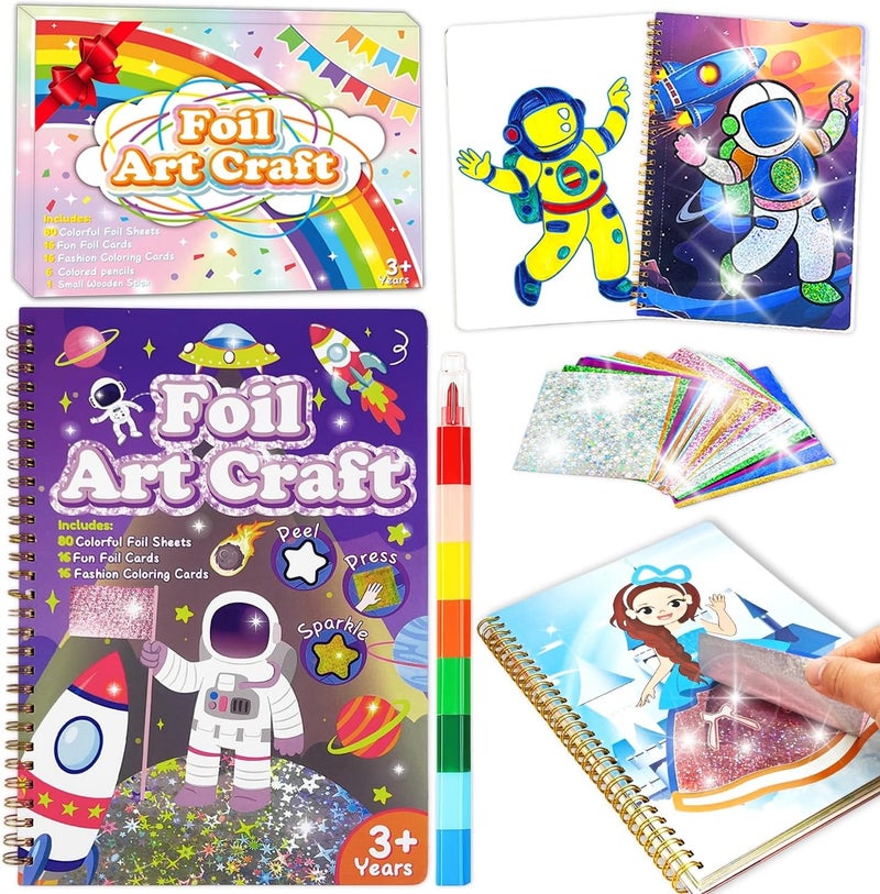 NaTuGi Foil Art Fun for Kids - Astronaut Theme Arts and Crafts Kits，Kids Fun Art Supplies ，Creative Birthday Gift ，Travel Toys，Suitable for Girls and Boys Craftikit (Astronaut) - Image 1